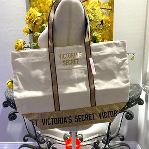 Victoria’s Secret Canvas and glitter tote. NWT